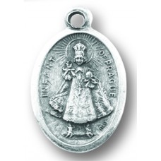 Infant of Prague Silver Oxidized 1 Inch Medal